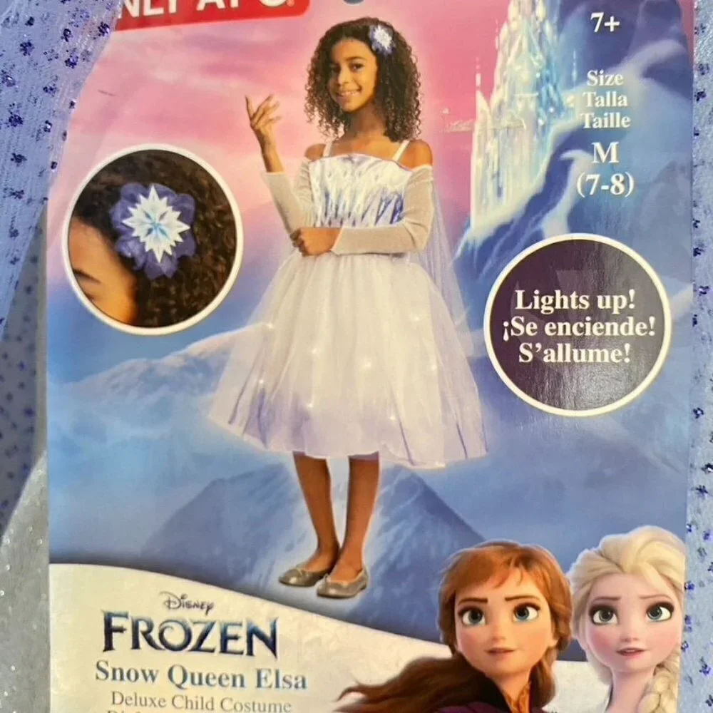 Disguise Disney Frozen Elsa Deluxe Light Up Halloween Costume Dress Headpiece